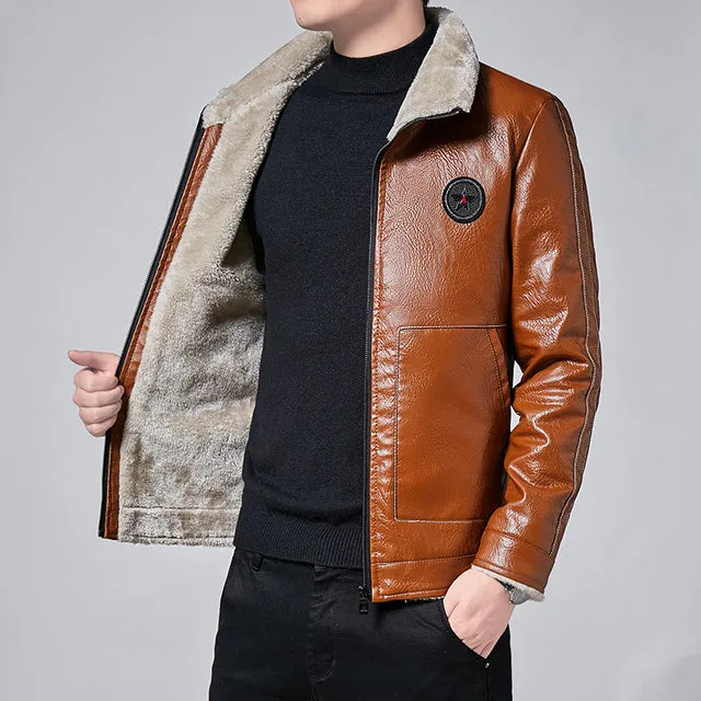 Xituodai Men Winter New Leather Jackets Autumn and Winter Fur Coat with Fleece Warm Fur PU Jacket Biker Warm Leather CSL559 4XL