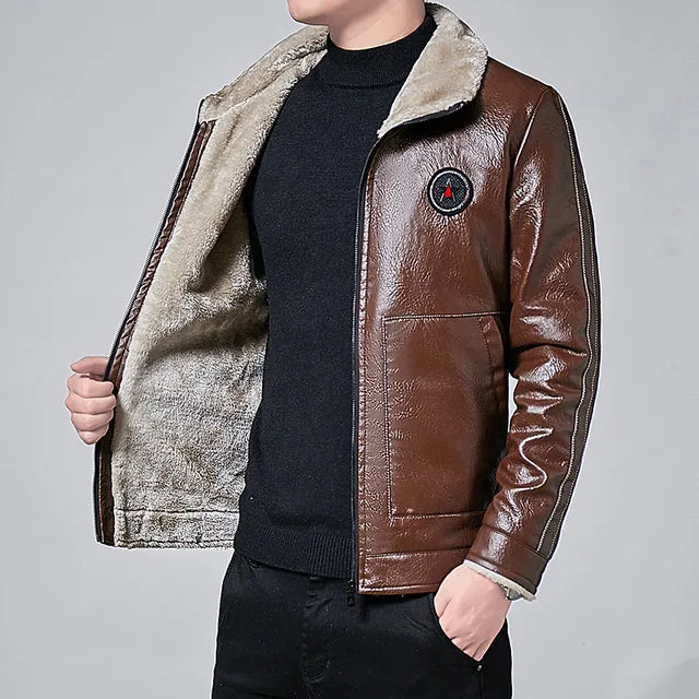 Xituodai Men Winter New Leather Jackets Autumn and Winter Fur Coat with Fleece Warm Fur PU Jacket Biker Warm Leather CSL559 4XL