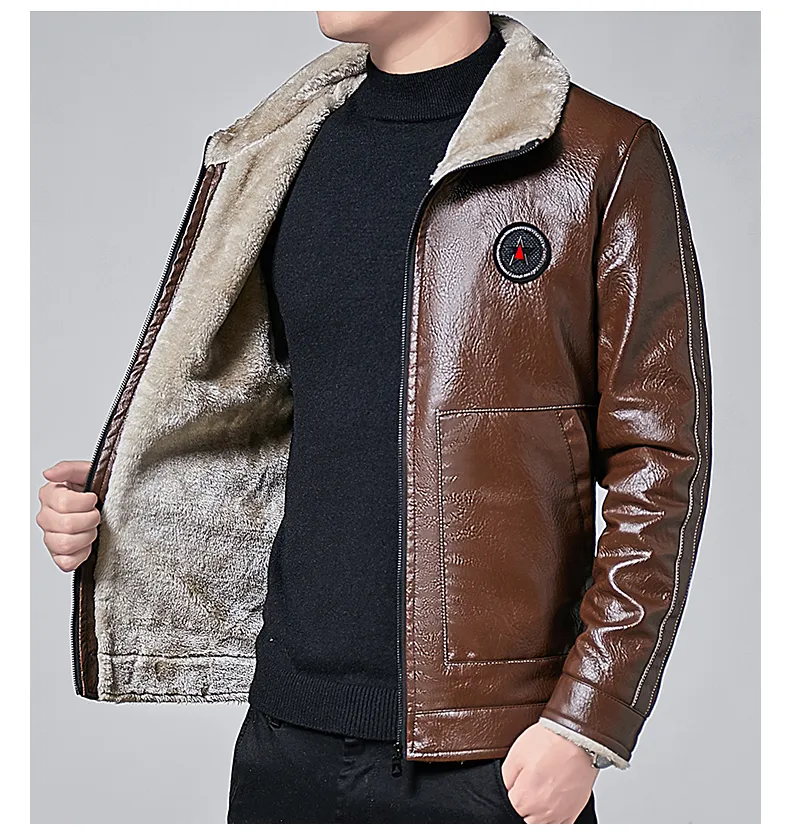 Xituodai Men Winter New Leather Jackets Autumn and Winter Fur Coat with Fleece Warm Fur PU Jacket Biker Warm Leather CSL559 4XL