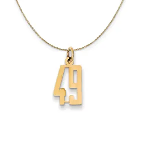 Yellow Gold Alumni Small Elongated Number 49 Necklace