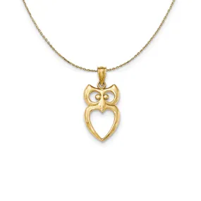 Yellow Gold Cutout Owl Heart Necklace