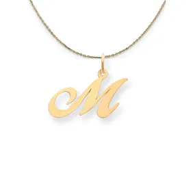 14k Yellow Gold LG Fancy Script Initial M Necklace