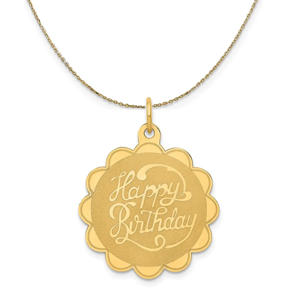 Happy Birthday Disc Necklace by Metal: 14k Yellow Gold