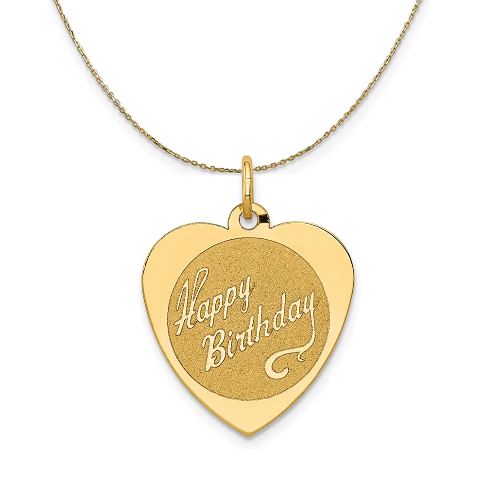 Happy Birthday Heart Disc Necklace by Metal: 14k Yellow Gold