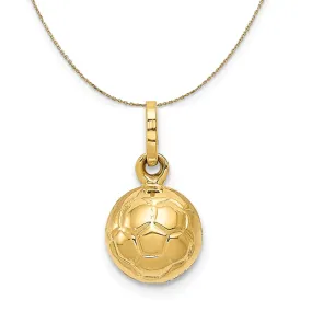 Yellow Gold Polished 3D Soccer Ball Necklace