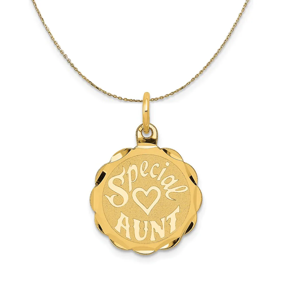 Special Aunt Disc Necklace by Metal: 14k Yellow Gold