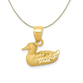 Yellow Gold Diamond Cut Duck Necklace