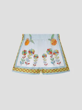 Yoruba Silk Shorts with Flowers