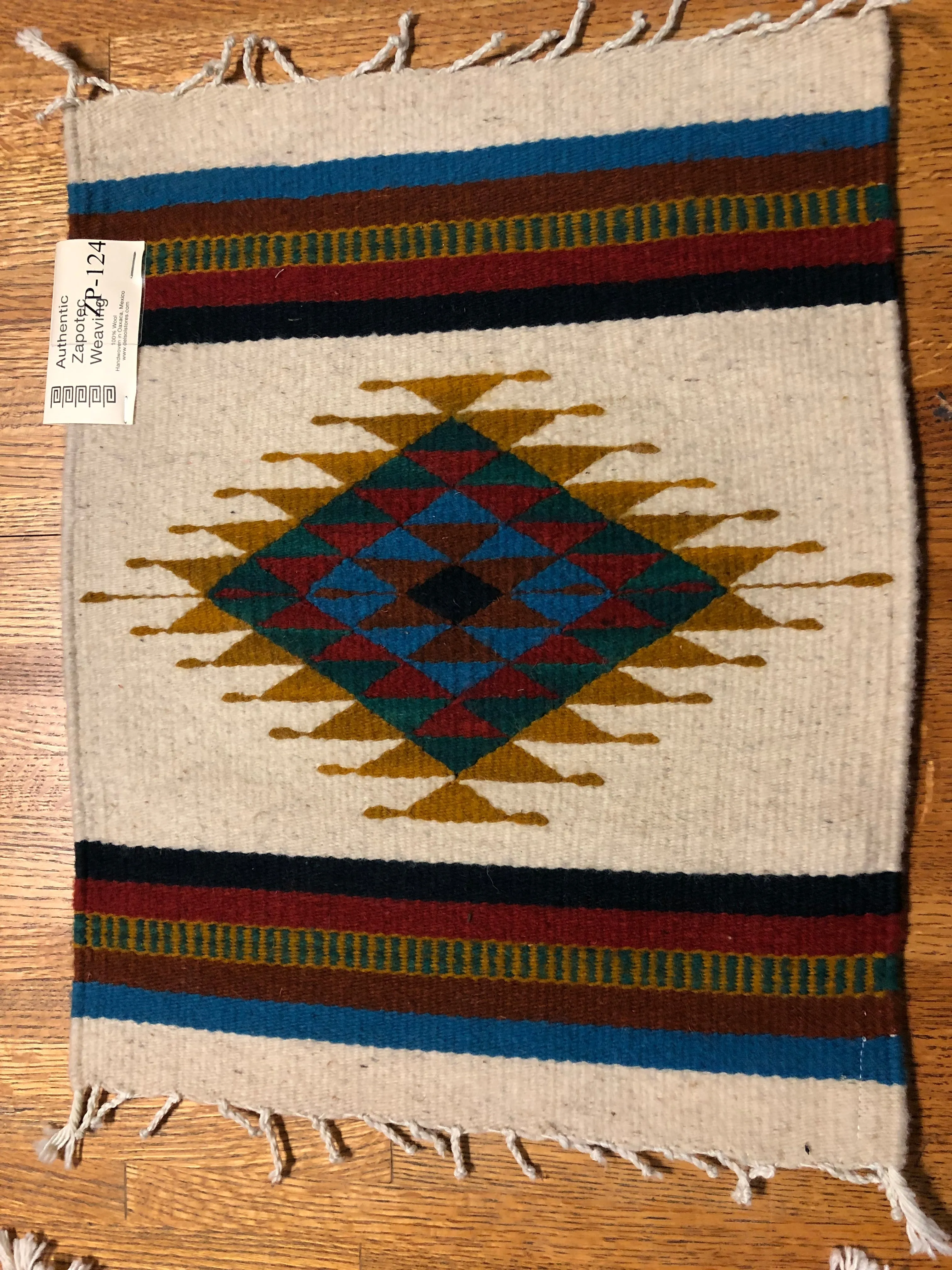 Handwoven Wool Mat 15” x 20” Zapotec ZP-124